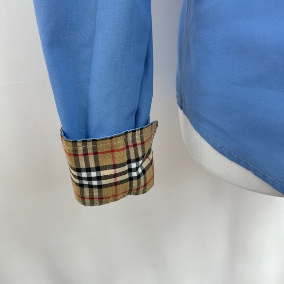 Rare Vintage Burberry Blue Cotton Shirt – Preppy Minimalist - Women's Medium - Picture 7 of 14